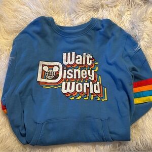 Walt Disney World Retro blue Crewneck Rainbow Sweatshirt